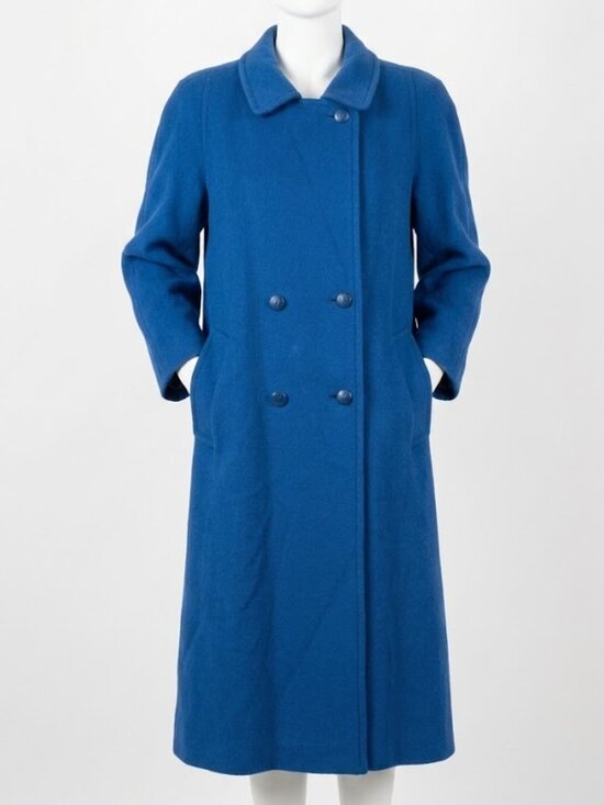 Mallia Forstmann Jackets & Blazers - Vintage Mallia Sapphire Blue Longline Coat - Genuine Forstmann USA Wool